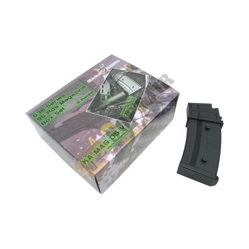 Set of 5 95bb G36 ABS Magazines Black (KA-MAG-05-V King Arms)