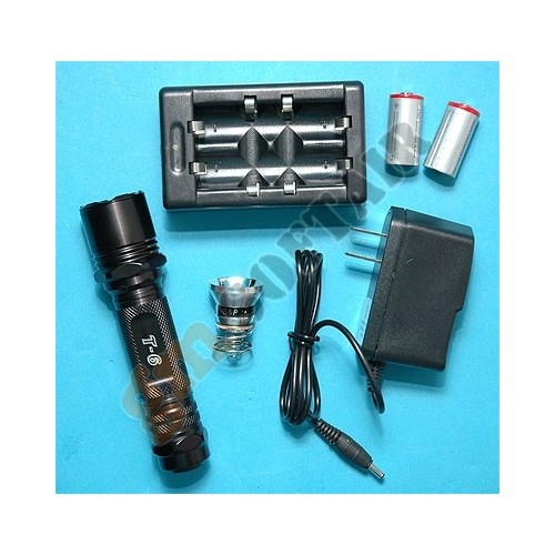 T6 Flashlight + Battery Charger KIt + Rechargable Batteries (GP242A G&amp;P)