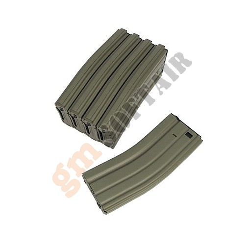 Set 5 Caricatori in Metallo da 450bb M4/M16 TAN (KA-MAG-20-V-HC-DE King Arms)