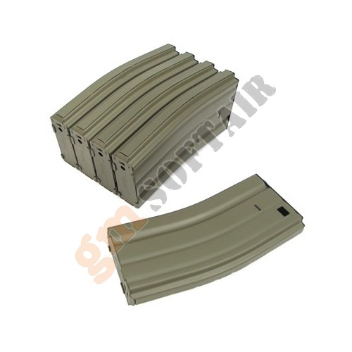 Set 5 Caricatori in Metallo da 68bb M4/M16 TAN (KA-MAG-02-V-DE King Arms)