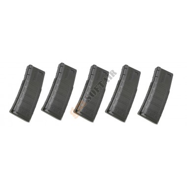 Set of 5 140bb AR15 Series TWS ABS Magazines Black (KA-MAG-77-V-BK King Arms)