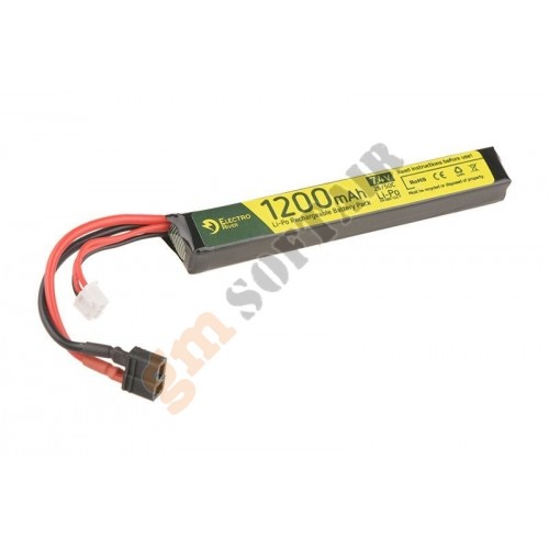 LiPo 7.4 x 1200 25C Tubo - Attacco Deans (ER-16967 ELECTRO RIVER)