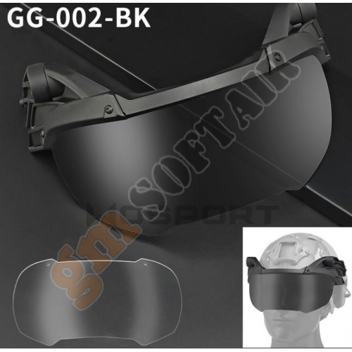 Tactical Helmet Flip Goggles - Black (GG-002-BK Wosport)