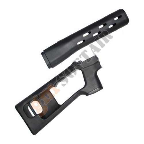 Handguard and Stock for SVD Black (KA-SK-06 King Arms)